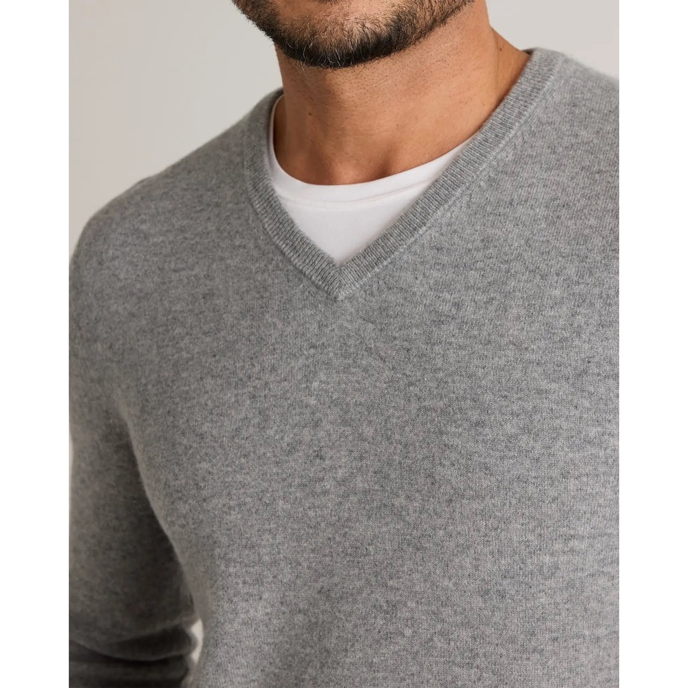 Quince Mongolian Cashmere V-Neck Sweater Heather Grey Large New With Tags - Picture 3 of 8
